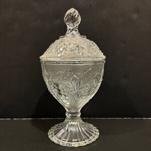 Vtg Federal Glass Pedestal Candy/Nut Dish w/Lid